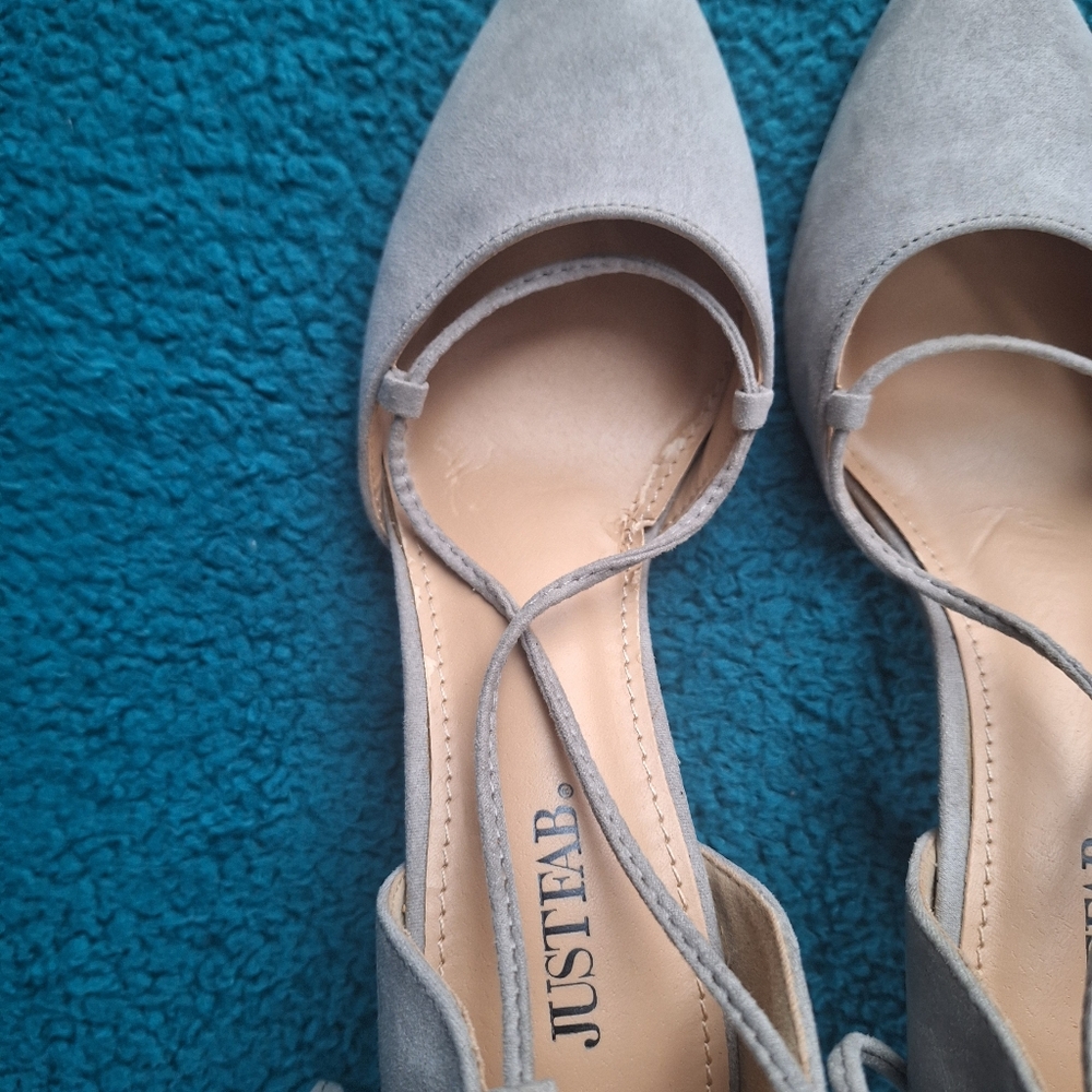 JustFab | Women's Gray Suede Lace Up Heels size 8.5 - Picture 5 of 17